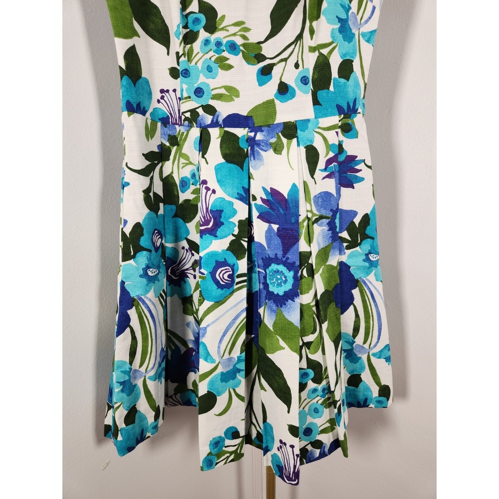 Eliza J Blue Floral Sleeveless Fit and Flare Midi Dress Lined has Pockets Size 8 - Picture 3 of 10